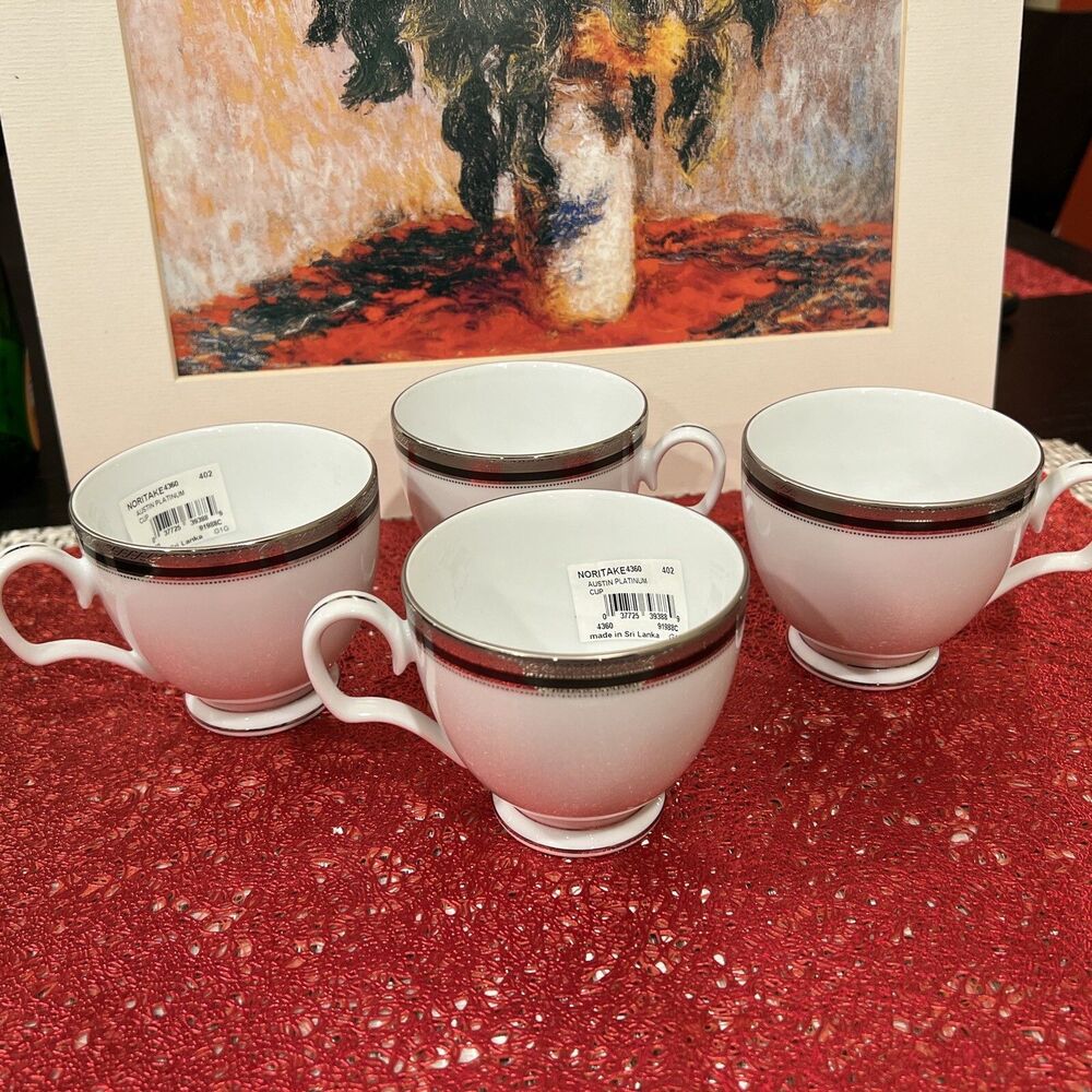 NORITAKE "Austin Platinum" Set of 4 CUPS NWT